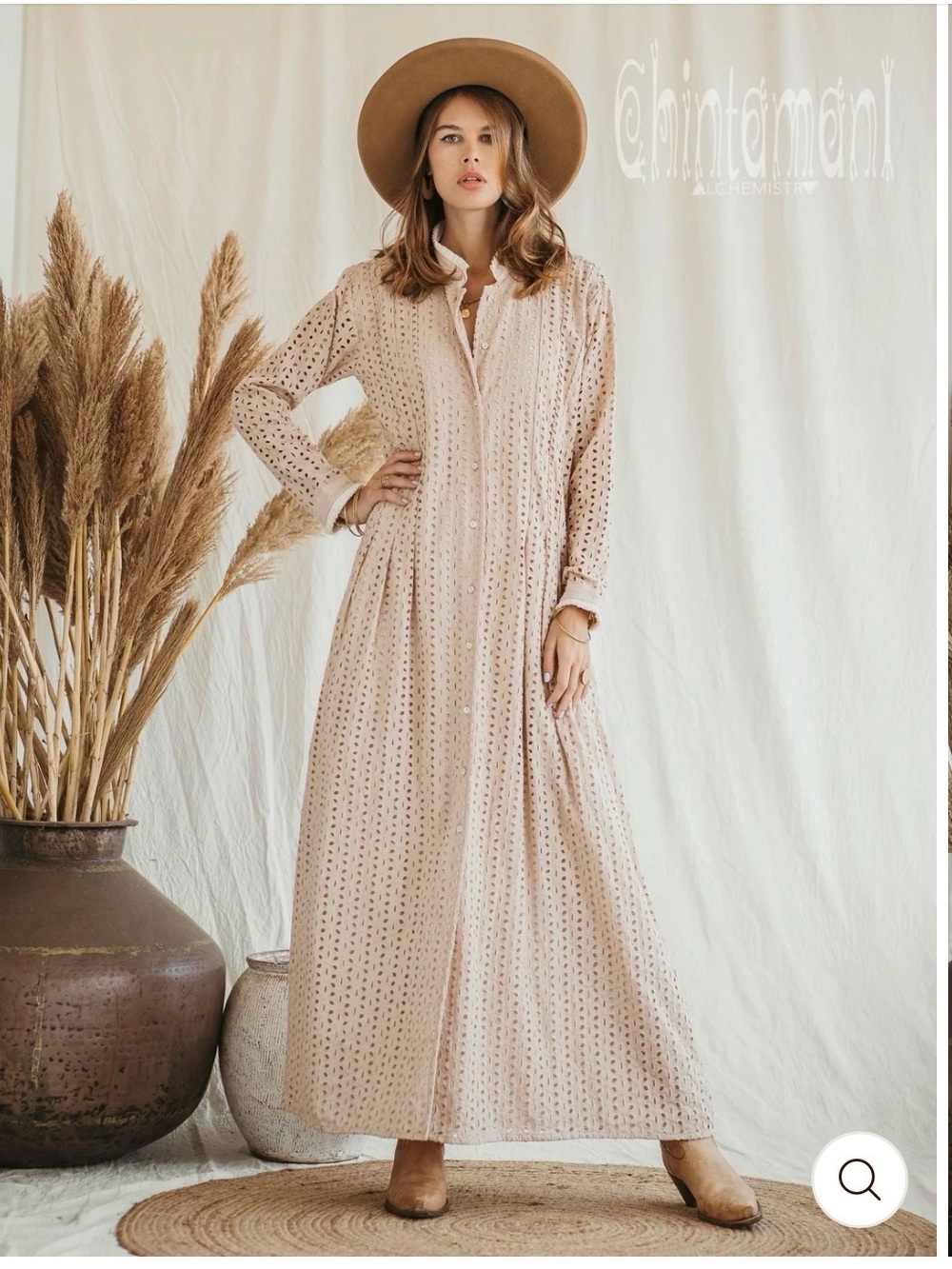 Long Sleeve Cream Eyelet Maxi Dress 💯 organic cotton